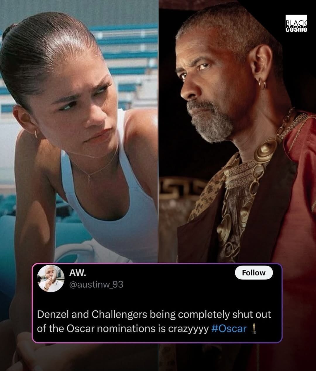 Oscar Snubs: Denzel, Zendaya Left Out of Nominations #OscarSnubs: Denzel Washington and Zendaya receive no Academy Awards nomination