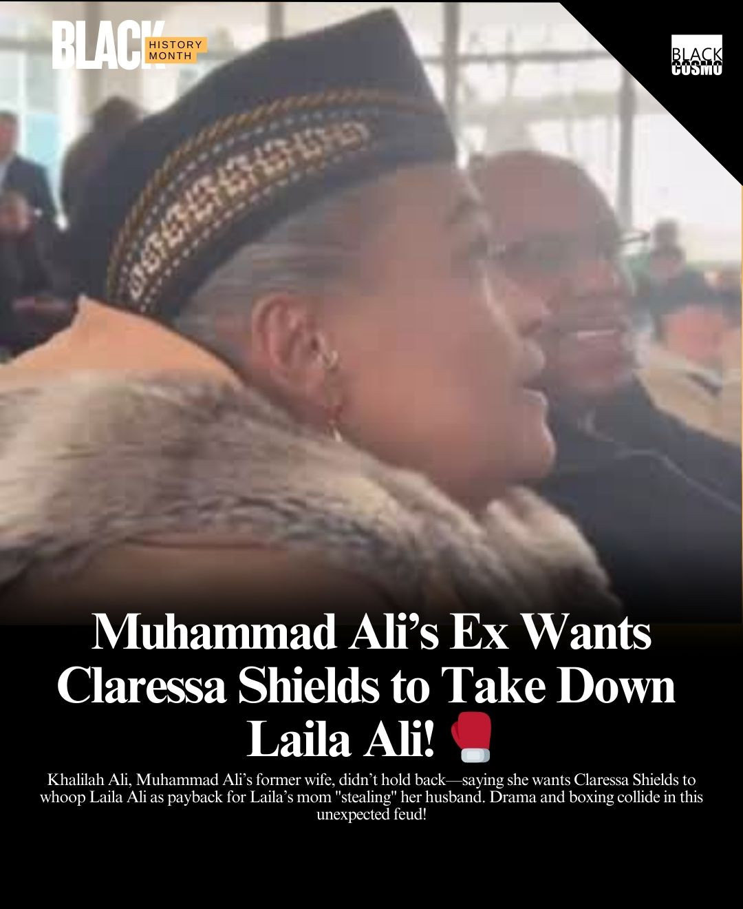 Muhammad Ali’s Ex Wants Claressa Shields to Take Down Laila Ali! 🥊😳 A split-screen of Laila Ali and Claressa Shields in boxing stances, with an inset of Khalilah Ali, highlighting the brewing tension between Muhammad Ali’s former wife and his daughter.