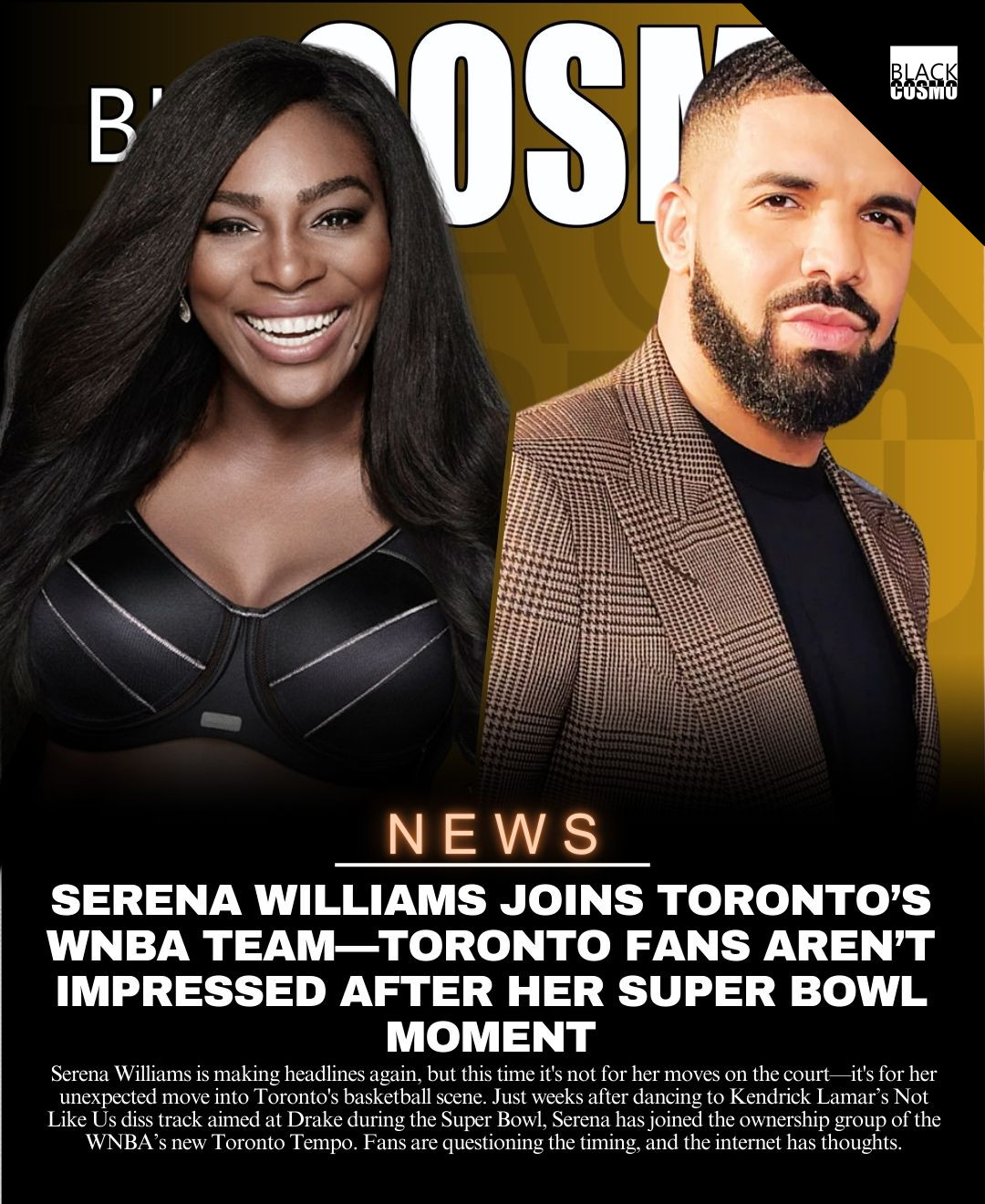 Serena Williams Joins Toronto WNBA Team—But Toronto Fans Aren’t Impressed After Her Recent Moves Against Drake Serena Williams at a Toronto Tempo event, marking her entry into WNBA team ownership.