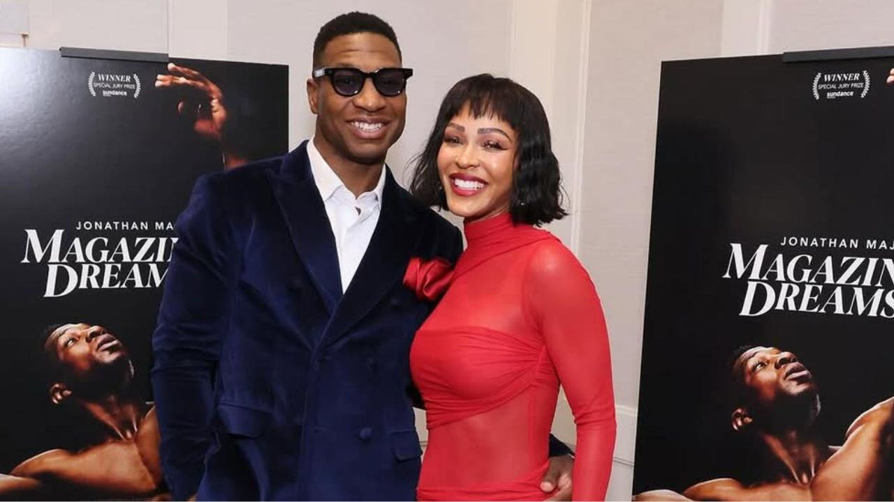 Meagan Good Posed with Husband Jonathan Majors Open Up About Married Life & Baby Plans at Magazine Dreams Screening Meagan Good Posed with Husband Jonathan Majors in Red Dress at Magazine Dreams Screening