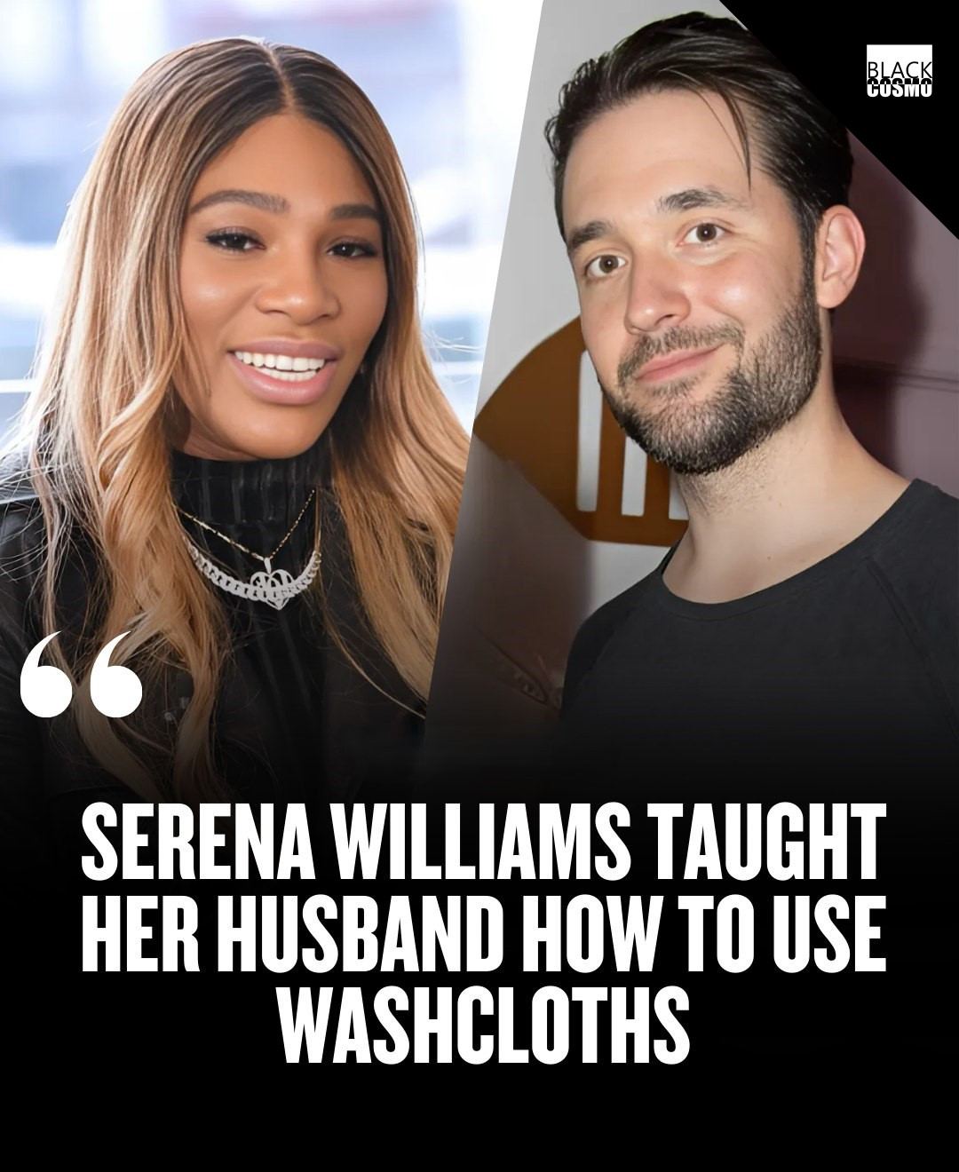 Serena Williams Taught Her Husband About Washcloths 🧼😮 Alexis Ohanian and Serena Williams smiling together during a public appearance, highlighting their relationship dynamic and viral hygiene moment