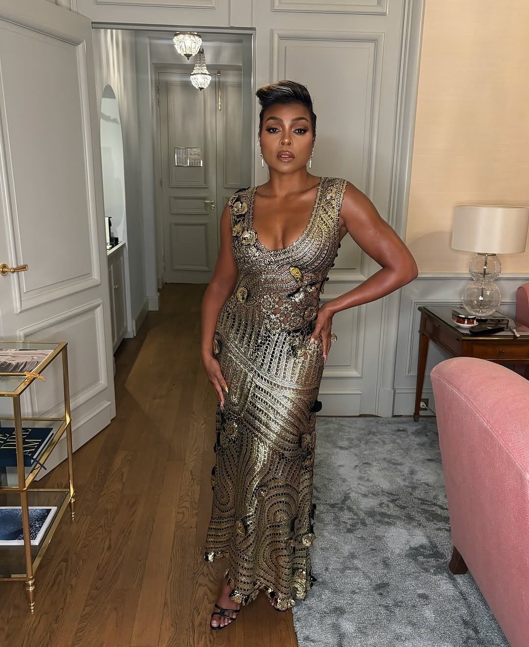 Taraji P. Henson Struts Red Carpet in Ulla Johnson’s Gilded ‘Evelyn’ Dress at Cannes Fashion Week. Taraji P. Henson Struts Red Carpet in Ulla Johnson’s Gilded ‘Evelyn’ Dress at Cannes Fashion Week.
