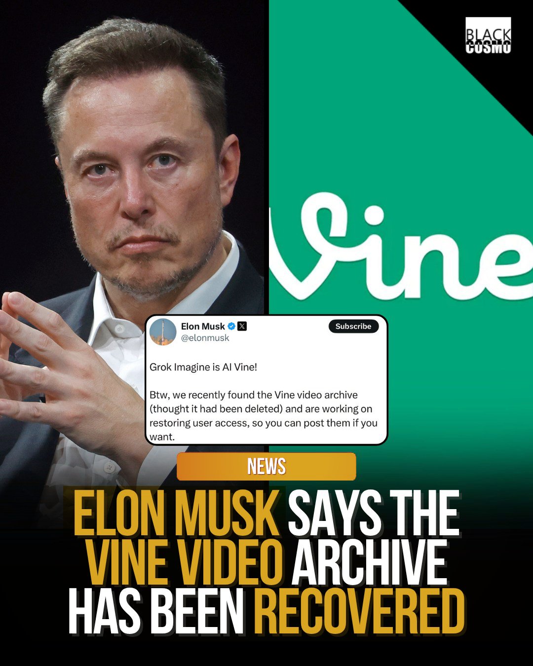 Bruh... #ElonMusk says he recently recovered the vine archive and and he’s worki