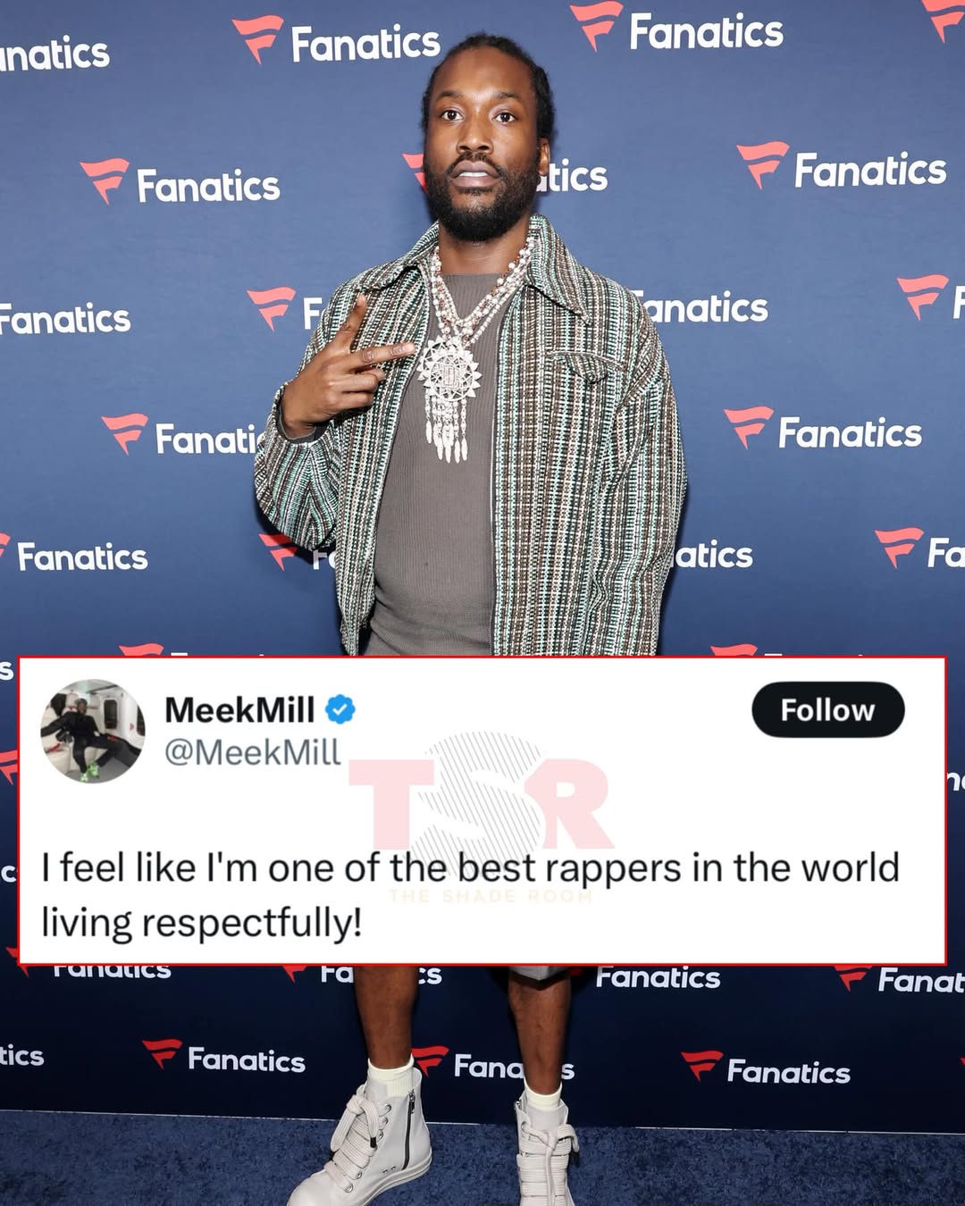 Meek Mill Claims He’s the Best Rapper in the World Meek Mill with a message. (: Getty) : #TSRStaffLGx