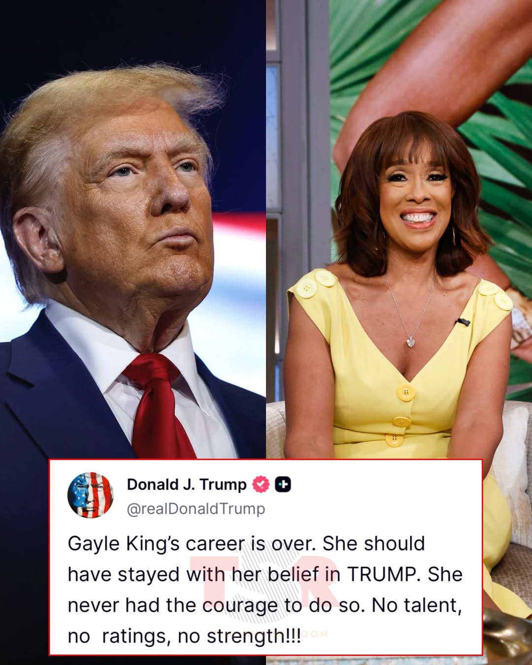 Trump Slams Gayle King on Truth! Donald Trump took to Truth Social with some remarks about Gayle King. (: @gettyimages) : #TSRStaffLG