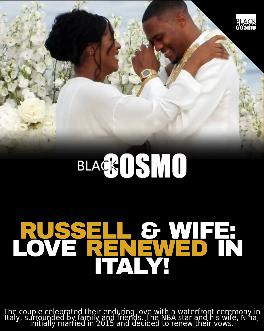 Russell Westbrook Renews Vows With Wife in Italy (Photos) Russell Westbrook Renews Vows With Wife in Italy (Photos)