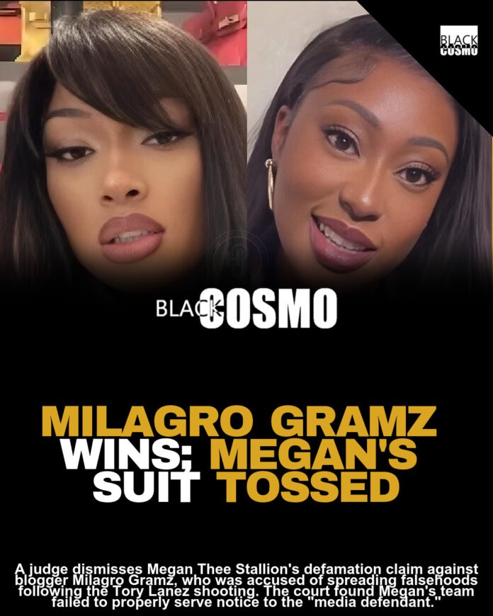 Judge Rules Milagro Gramz A ‘Media Defendant’ And Tosses Defamation Claim, Says Megan Thee Stallion’s Legal Team Failed To Properly Serve Commentator With Notice Before Filing Lawsuit Judge Rules Milagro Gramz A ‘Media Defendant’ And Tosses Defamation Claim, Says Megan Thee Stallion’s Legal Team Failed To Properly Serve Commentator With Notice Before Filing Lawsuit