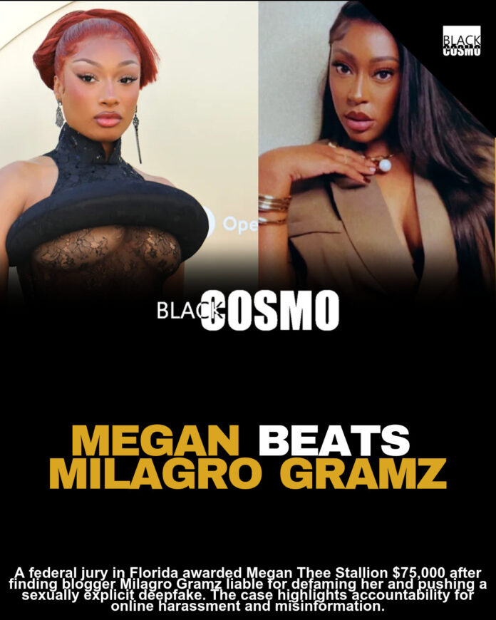 Federal Jury in Florida Holds Blogger Milagro Gramz Accountable for Defaming Megan Thee Stallion, Awarding Her $75,000 in Damages Federal Jury in Florida Holds Blogger Milagro Gramz Accountable for Defaming Megan Thee Stallion, Awarding Her $75,000 in Damages