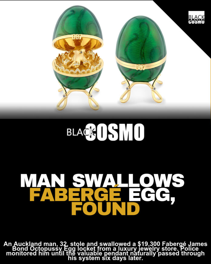 Man Charged After Swallowing $19,000 Jewel-Encrusted Fabergé Egg During Jewelry Store Theft Man Charged After Swallowing $19,000 Jewel-Encrusted Fabergé Egg During Jewelry Store Theft