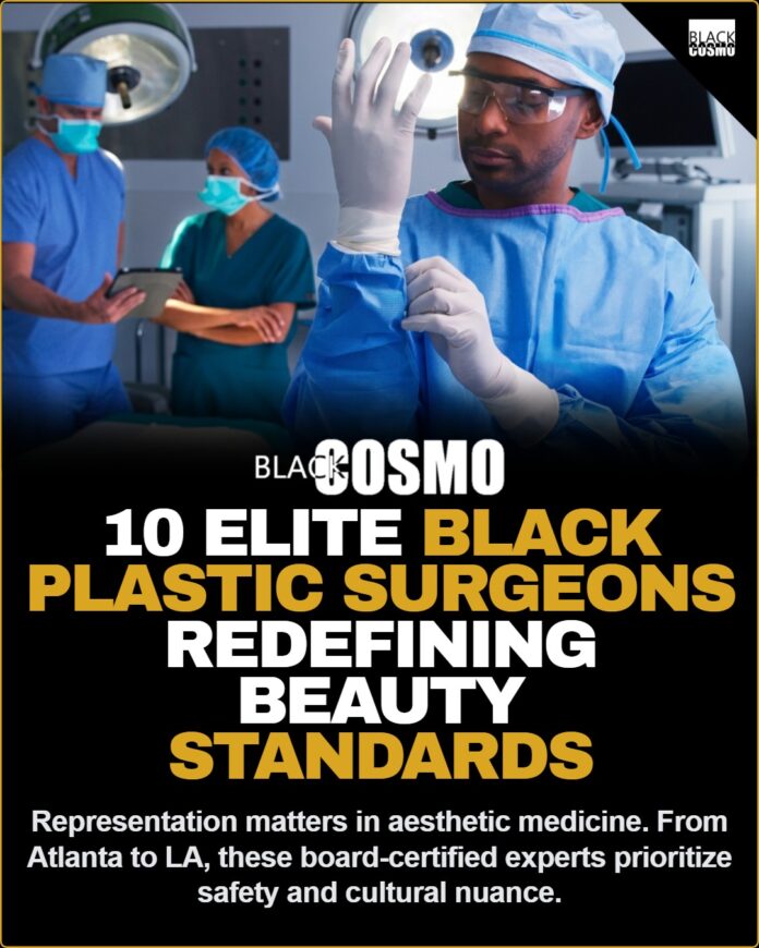 10 Black Plastic Surgeons To Consult Before Your Next Procedure A Black female doctor consulting with a patient in a modern medical office, representing the top Black plastic surgeons to consult.