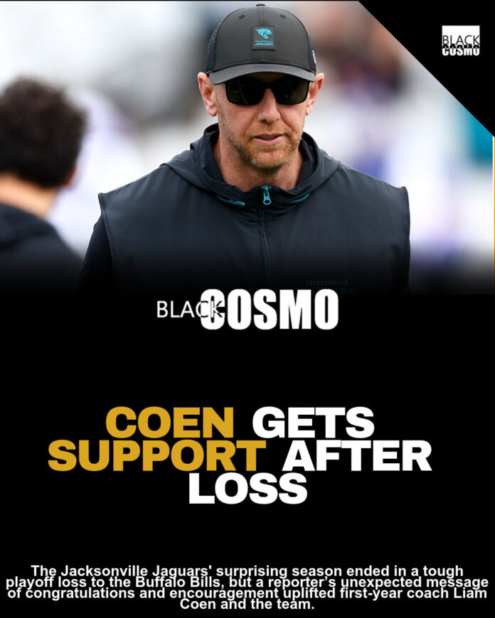 Watch the Heartwarming Moment a Reporter Lifts coach Liam Coen After Jaguars’ Gut-Punch Loss Watch the Heartwarming Moment a Reporter Lifts coach Liam Coen After Jaguars’ Gut-Punch Loss