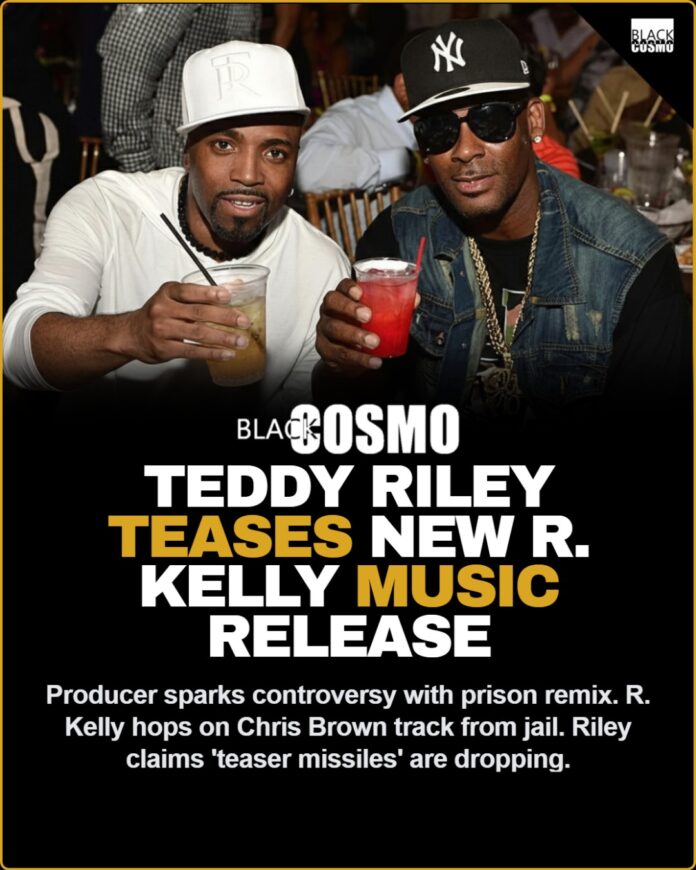Teddy Riley Teases New R. Kelly Music from Prison: Details & Reactions Teddy Riley and R. Kelly performing together on stage in better times.