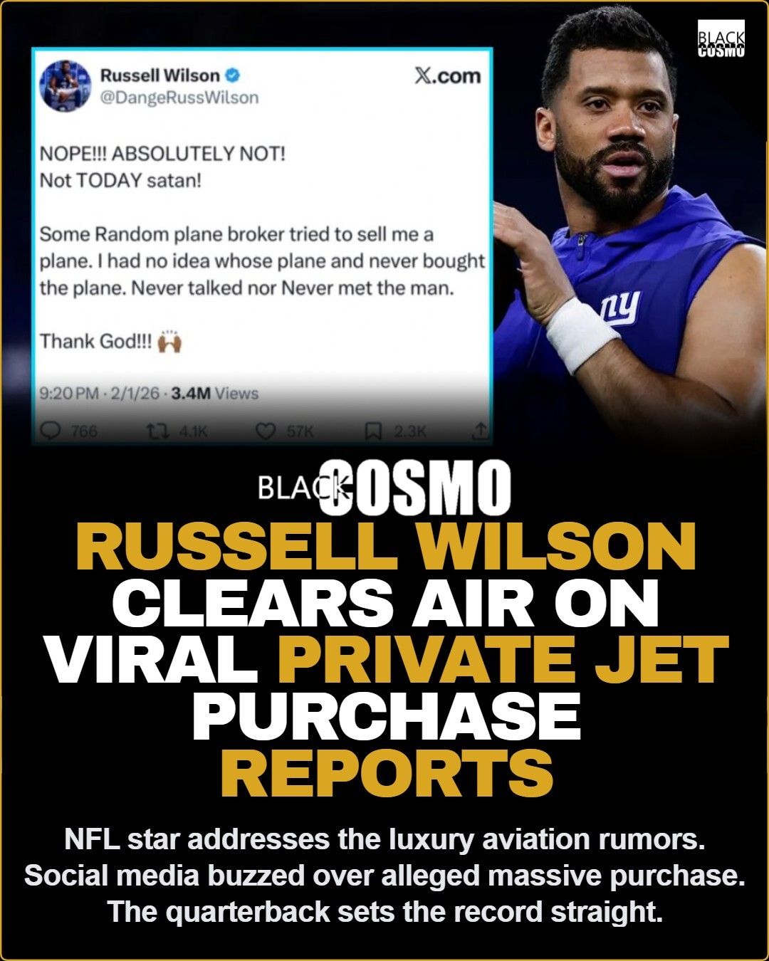 Russell Wilson Shuts Down Private Jet Rumors Russell Wilson Shuts Down Private Jet Rumors
