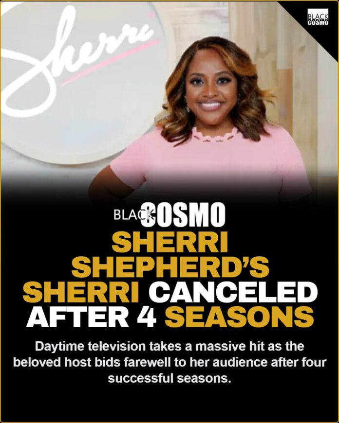 Daytime Shake-Up 😳 Sherri Shepherd’s Talk Show “Sherri” Canceled After 4 Seasons : Sherri Shepherd smiling on the set of her talk show Sherri during season 4