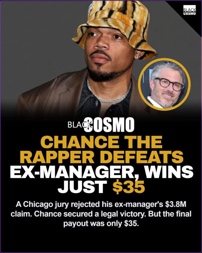 CHANCE THE RAPPER DEFEATS EX-MANAGER, WINS JUST $35 Chance the Rapper speaking to the media after winning his lawsuit against his ex-manager.