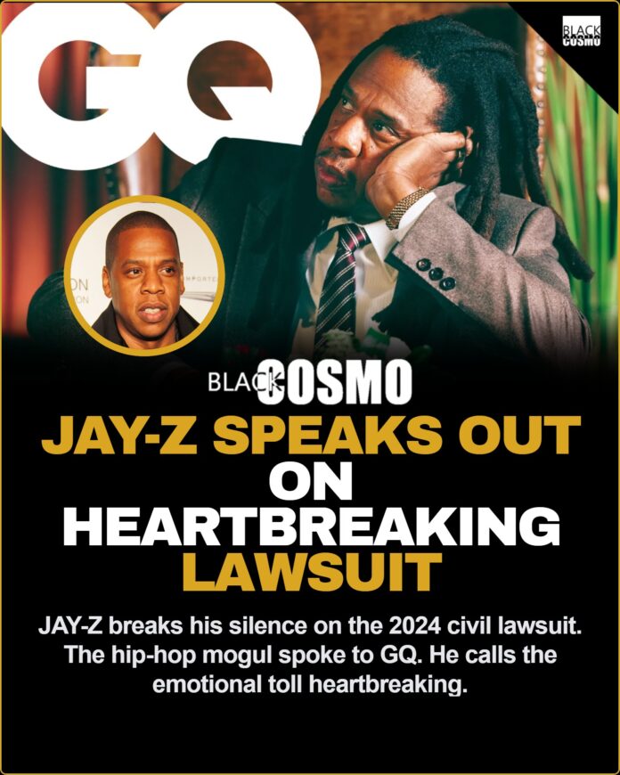 JAY-Z GQ Interview: Rapper Calls Lawsuit Allegations ‘Heartbreaking’ JAY-Z looking thoughtful, representing his recent candid GQ interview about the heartbreaking lawsuit allegations.