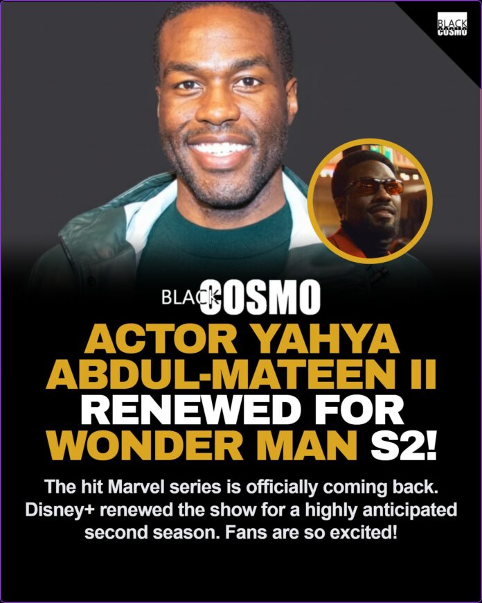 Actor YAHYA ABDUL-MATEEN II RENEWED FOR WONDER MAN S2! Yahya Abdul-Mateen II starring as Simon Williams in Marvel's Wonder Man series on Disney Plus