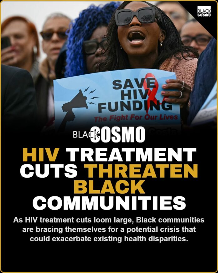 HIV Treatment Cuts Threaten Black Communities image of a person holding an HIV awareness sign