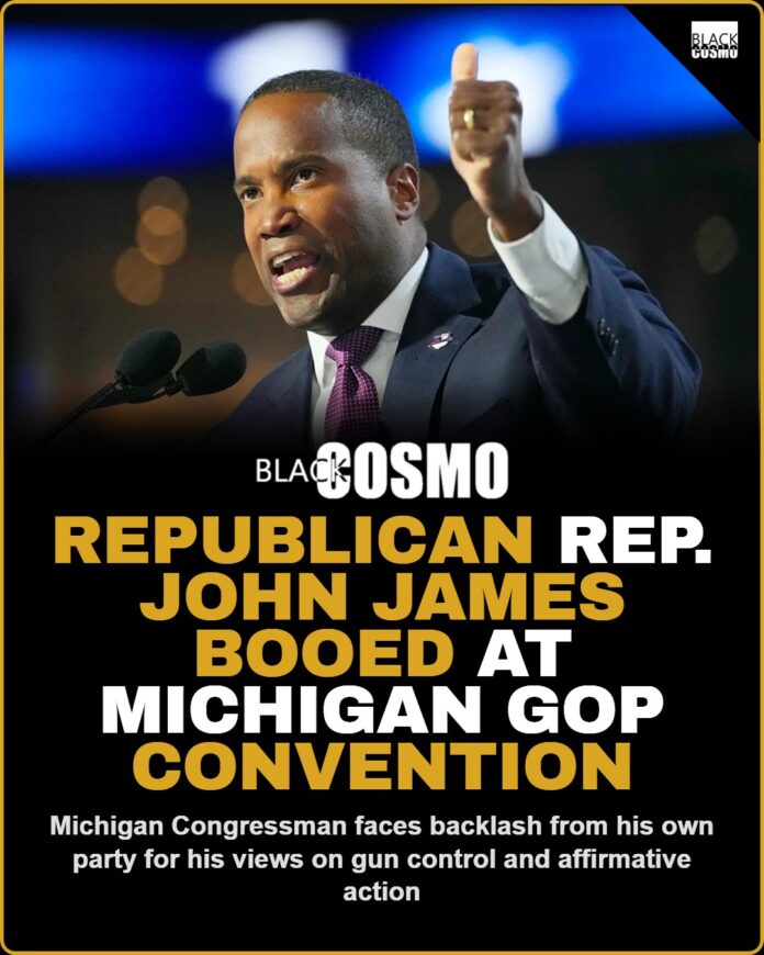 Black Republican Rep. John James Booed at Michigan GOP Convention Rep. John James at the Michigan GOP convention