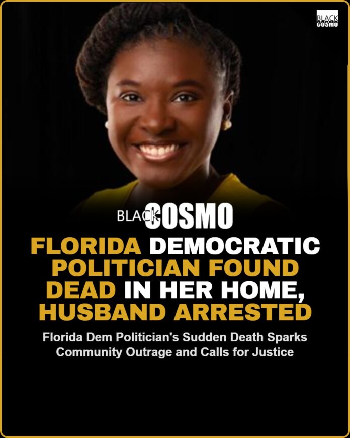 Florida Democratic Politician Found Dead In Her Home, Husband Arrested A photo of the late politician speaking at a rally, with a caption reading 'In memory of a leader who inspired us all'