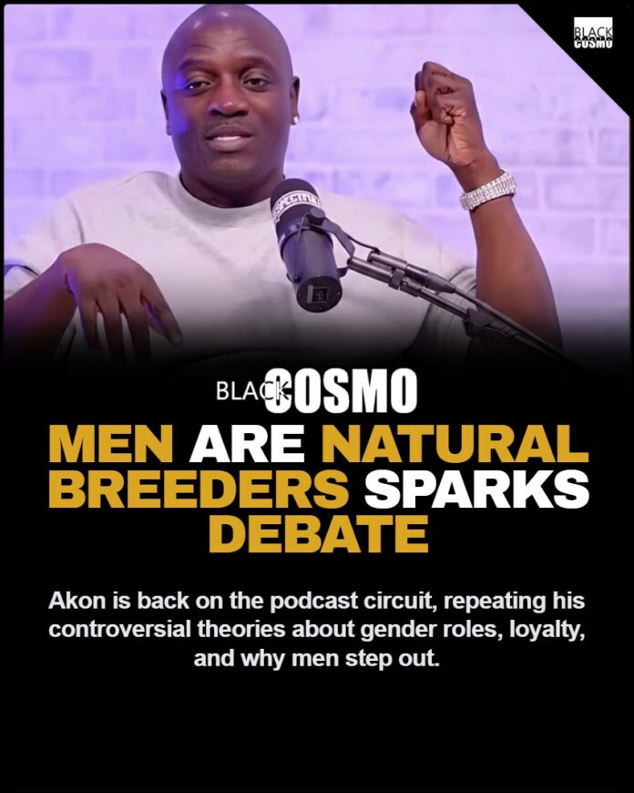 Akon’s Views On Cheating: Singer Stirs The Pot Again Akon sitting in a podcast studio speaking into a microphone during an interview.