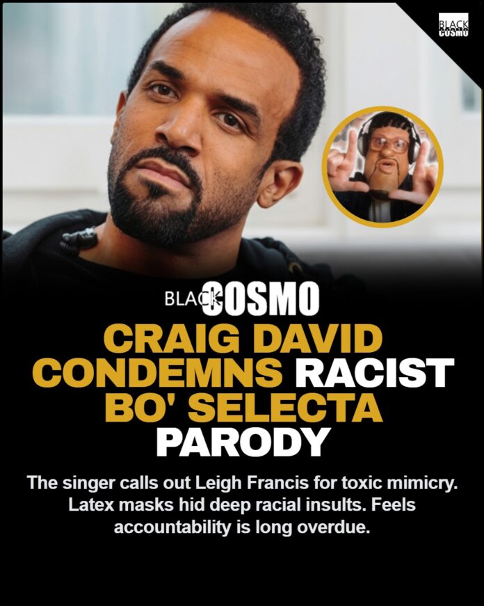 Craig David Condemns Bo’ Selecta! For Racist Parody A high-quality editorial image of Craig David, reflecting on his career and the long-term impact of racism in comedy.