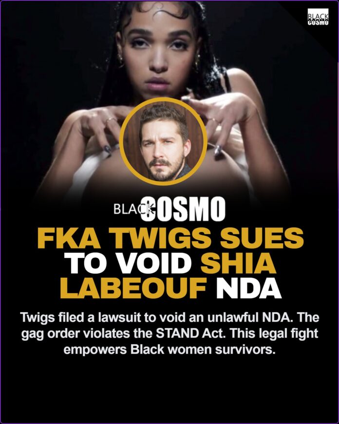 FKA Twigs NDA Lawsuit: Fighting Shia LaBeouf’s Illegal Gag Order A conceptual image of the scales of justice, representing FKA Twigs' legal battle against an unlawful NDA under the STAND Act.