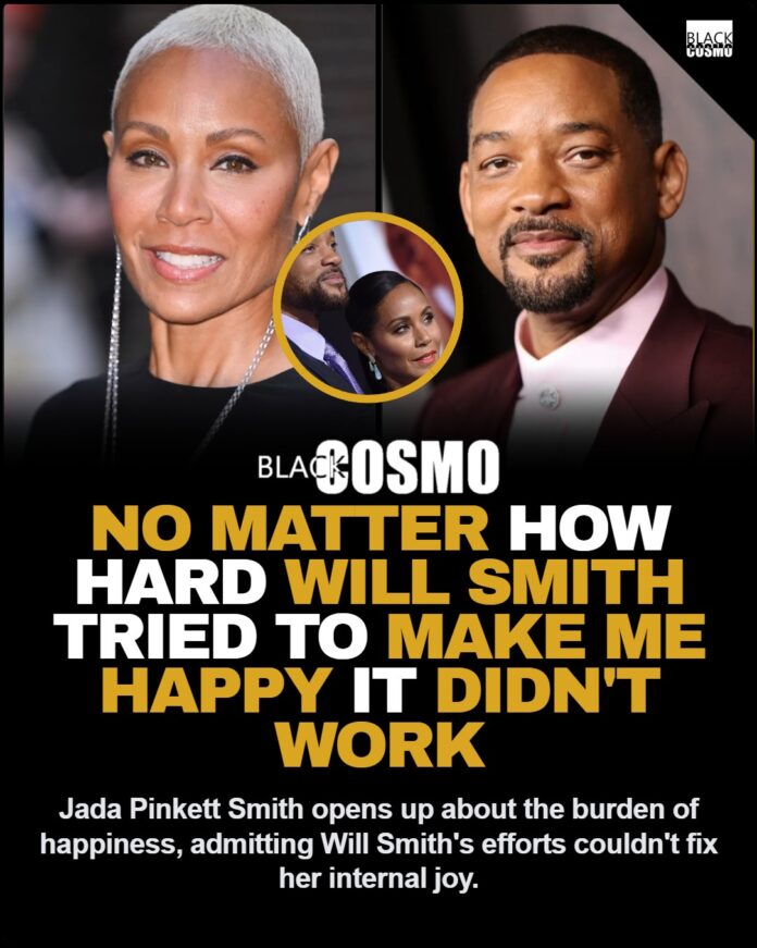 Jada Pinkett Smith and the Burden of Happiness: An Inside Job Jada Pinkett Smith looking empowered and reflective while discussing self-love, mental health, and the importance of finding happiness from within.