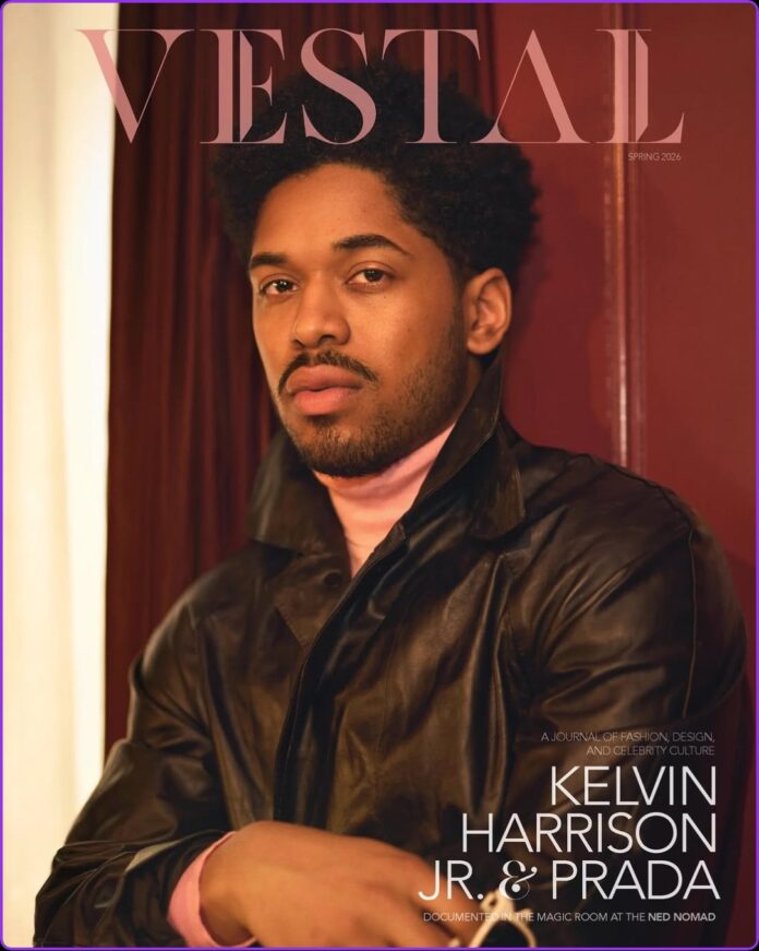 Kelvin Harrison Jr. Covers Vestal Magazine April 2026: A Bold Fashion Statement Kelvin Harrison Jr posing confidently for the April 2026 issue of Vestal Magazine, styled in high fashion with expert grooming by Vernon François.
