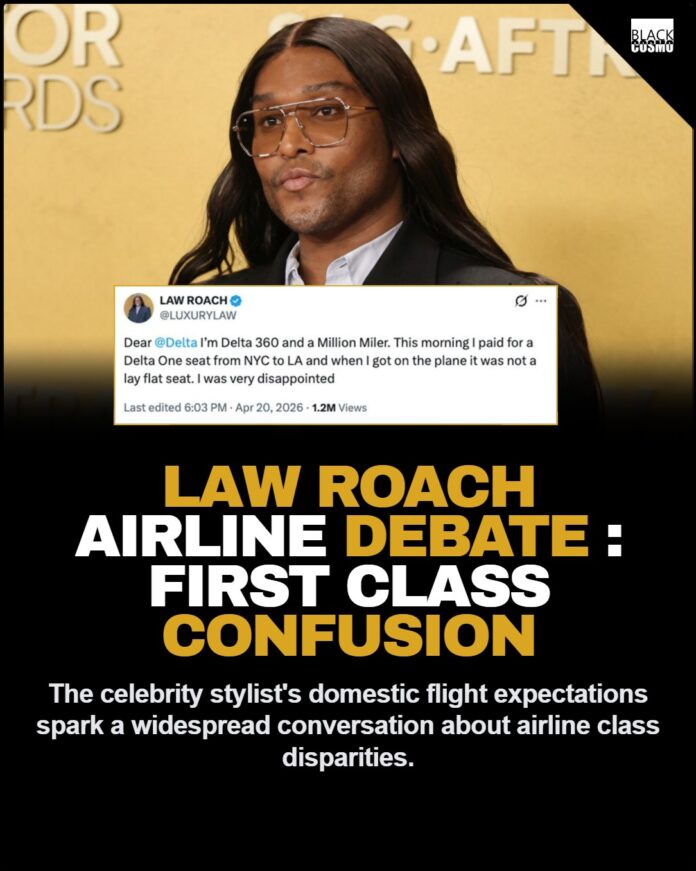 Law Roach Airline Debate: First Class Expectations and Public Division Law Roach posing on a red carpet.