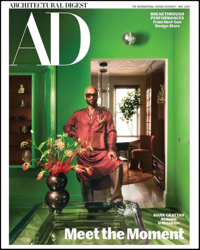 Mark Grattan Architectural Digest Feature: Black Interior Design Interior designer Mark Grattan featured in an Architectural Digest spread, styled by Tiffani St., showcasing luxurious, sensual, and modern Black interior design.