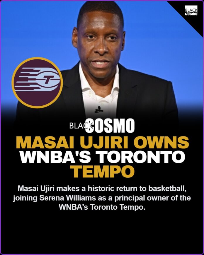 Masai Ujiri Becomes Principal Owner Of New WNBA Franchise Toronto Tempo Masai Ujiri smiling and engaging with the media, celebrating his new role as principal owner of the WNBA franchise Toronto Tempo.