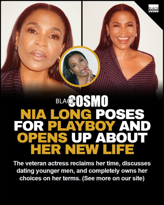 Nia Long Poses for Playboy: Actress Discusses Freedom & Dating A confident portrait of actress Nia Long looking directly at the camera, exuding absolute authority and grace.
