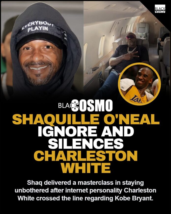 Shaquille O’ Neal Claps Back At Charleston White Over Kobe Disrespect Shaquille O' Neal looking unbothered while sitting in a private jet, representing his masterclass in ignoring internet trolls.