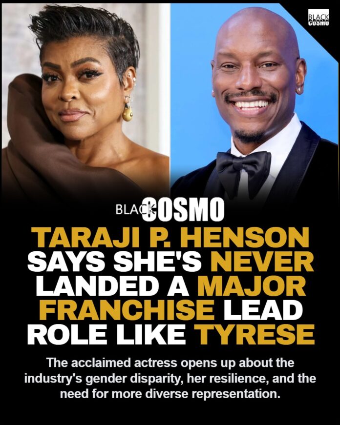 Taraji P. Henson Speaks Out on Lack of Major Franchise Roles for Black Actresses Taraji P. Henson, a Black woman with short, dark hair, wearing a black dress and smiling confidently at the camera.
