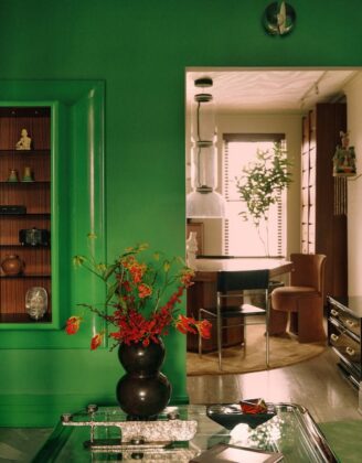 Interior designer Mark Grattan featured in an Architectural Digest spread, styled by Tiffani St., showcasing luxurious, sensual, and modern Black interior design.
