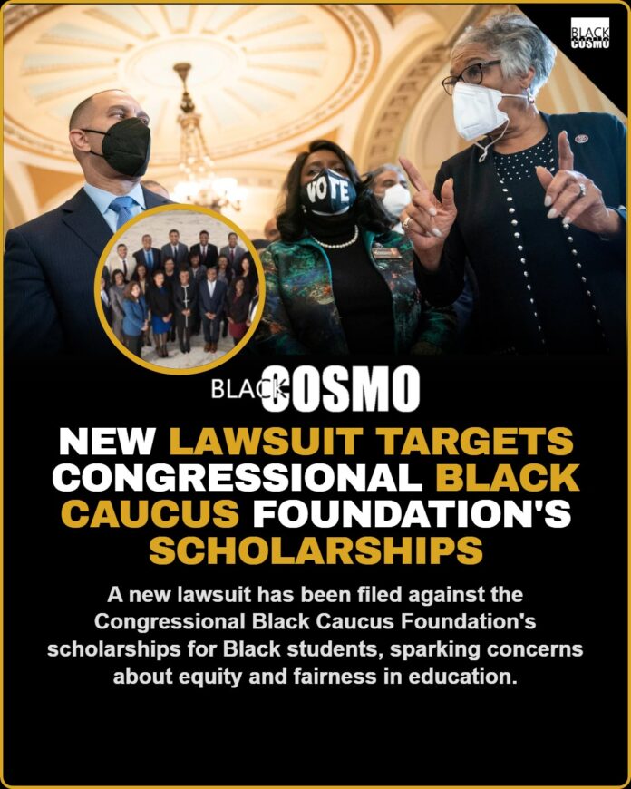 Congressional Black Caucus Foundation Scholarship Lawsuit Alleges Racial Discrimination Image of a group of students protesting outside a school building