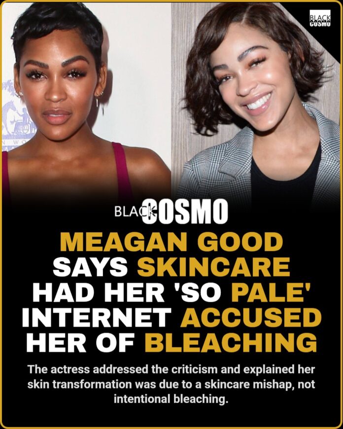 Meagan Good Addresses Skin Transformation Accusations Meagan Good posing for a photo with a radiant complexion