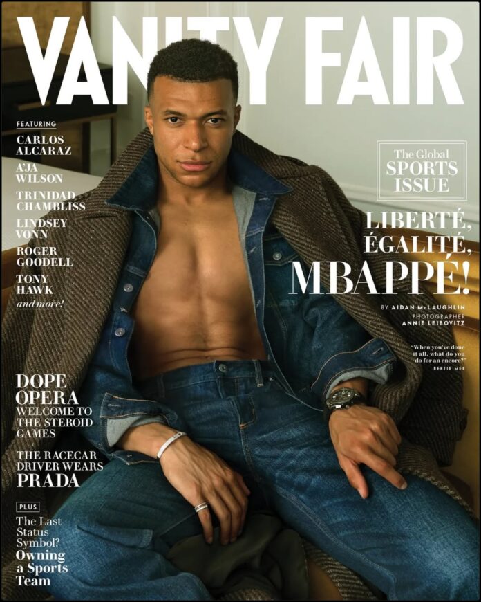 Kylian Mbappé Covers Vanity Fair May 2026 Styled by Law Roach Kylian Mbappé styled by Law Roach for Vanity Fair magazine cover