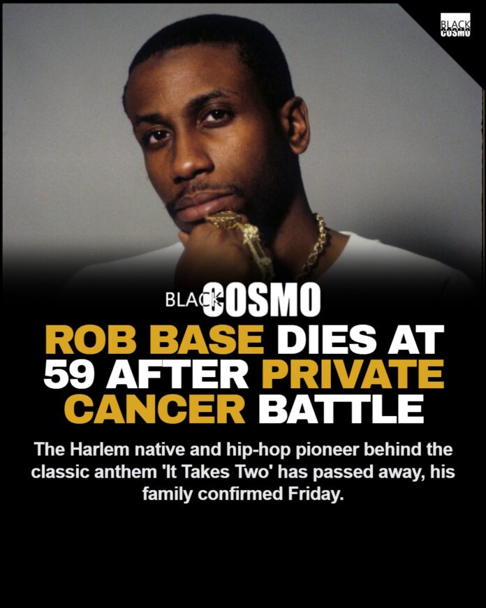 BREAKING: Rob Base Dies at 59 After Private Cancer Battle Rob Base performing on stage in vintage hip-hop fashion.
