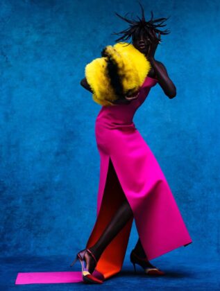 Anok Yai poses for British Vogue in an editorial shot by Rafael Pavarotti.