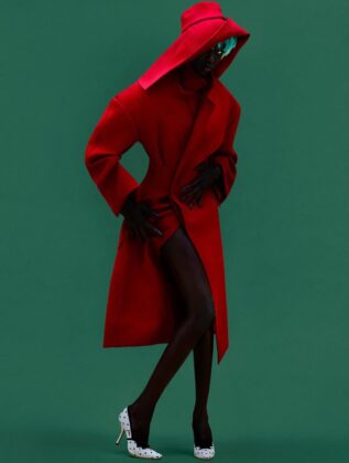 Anok Yai poses for British Vogue in an editorial shot by Rafael Pavarotti.