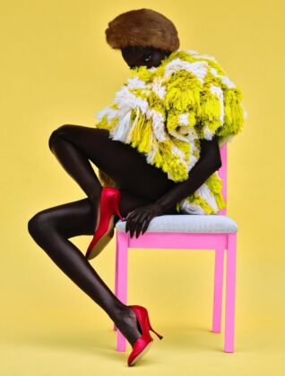 Anok Yai poses for British Vogue in an editorial shot by Rafael Pavarotti.