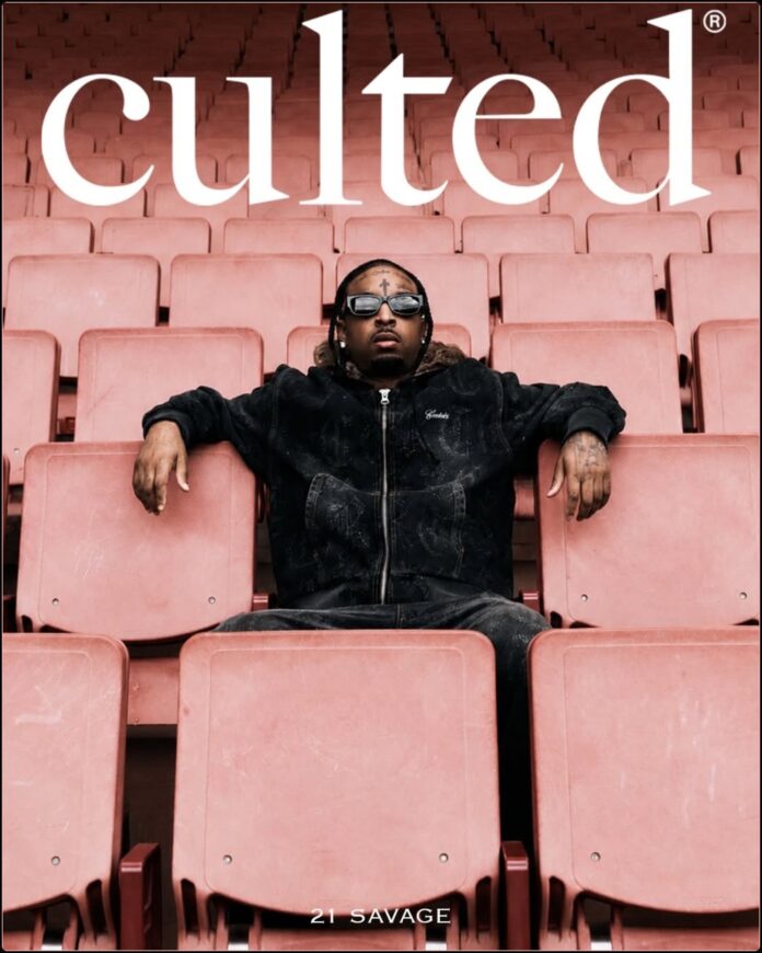 21 Savage on Culted Magazine June 2026 Cover Story Rapper 21 Savage posing for a Culted digital feature, photographed by Kelvin Jones.