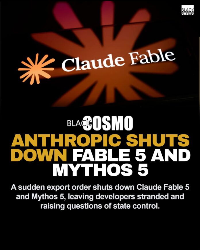 Anthropic Shuts Down Claude Fable 5 and Mythos 5 After US Order Official logo of Anthropic presented on a modern digital screen.