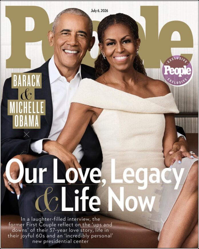 Barack and Michelle Obama on PEOPLE Cover June 2026 Former President Barack Obama and former First Lady Michelle Obama on the cover of PEOPLE magazine, photographed by Michael Sayles.