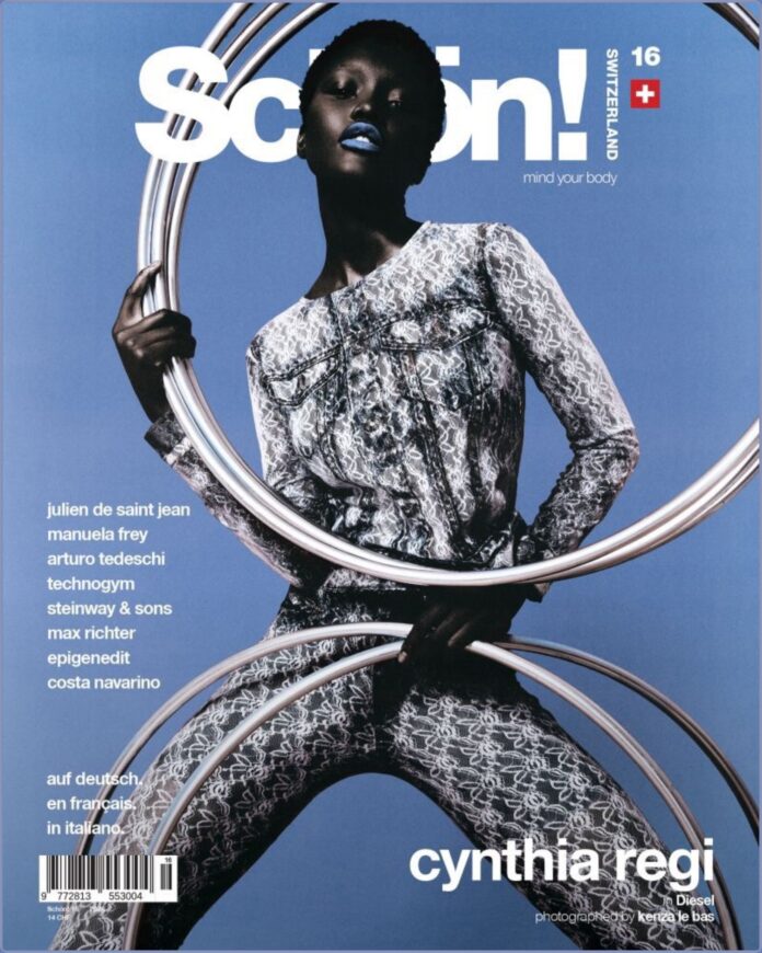 Cynthia Regi Schon Switzerland Magazine Editorial June 2026 Cynthia Regi posing for Schon Switzerland Magazine June 2026 editorial styled by Eddy Soilihi.