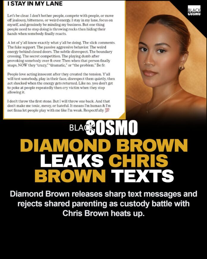 Diamond Brown Leaks Chris Brown Text Messages Amid Custody War A close-up portrait representing the emotional complexities of celebrity family legal battles.