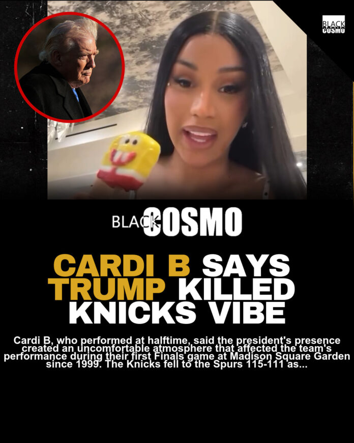 Cardi B Claims Trump Brought Negative Vibes to NBA Finals Game 3 Cardi B Claims Trump Brought Negative Vibes to NBA Finals Game 3