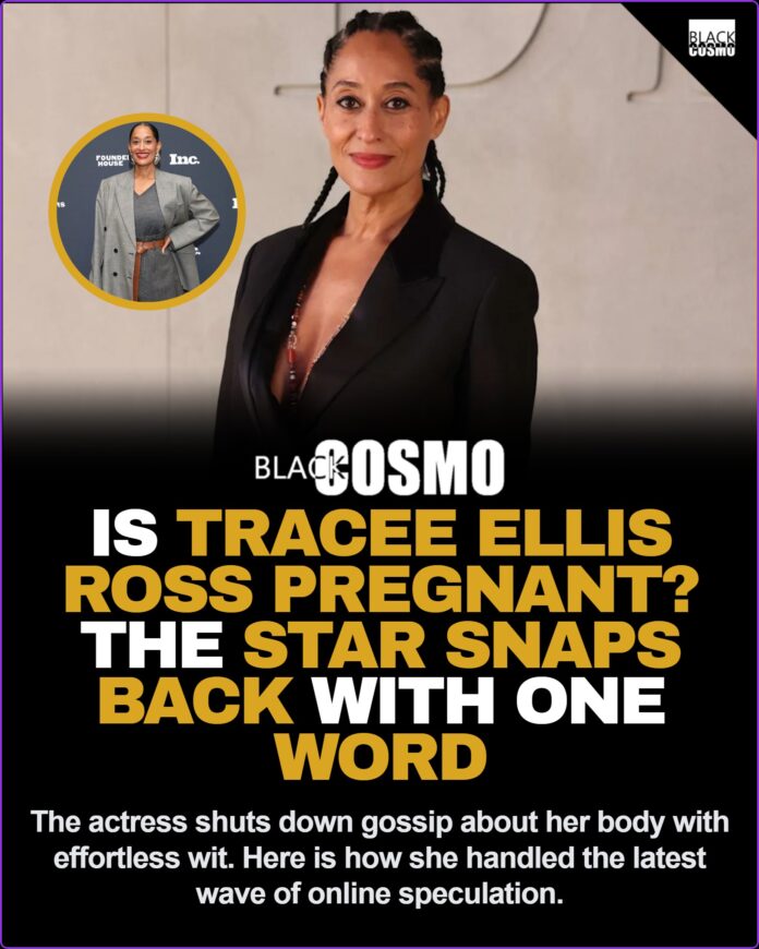 Is Tracee Ellis Ross Pregnant? The Actress Shuts Down Speculation Tracee Ellis Ross laughing during a talk show appearance.